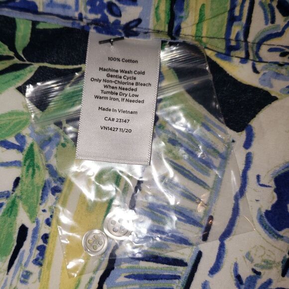 TALBOTS Blue Black watercolor Vases Button Up Shirt Womens Size Medium NEW - Picture 4 of 6